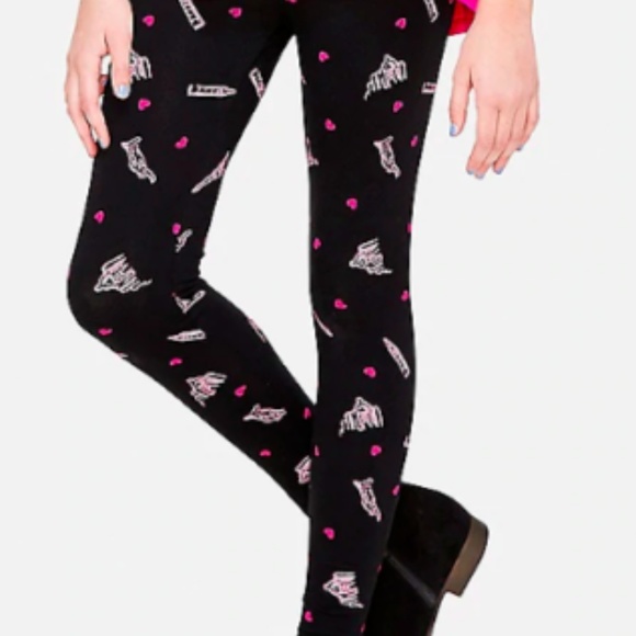 Justice Other - New Justice Black Leggings Size 10 Pink Hearts Justice Other - New Justice Black Leggings Size 10 Pink Hearts